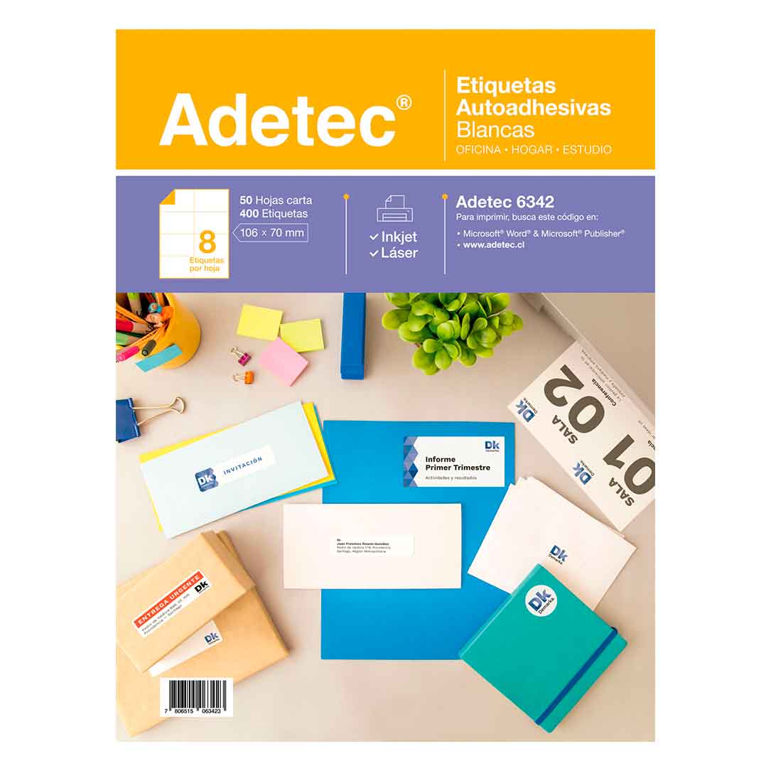 Adetec - ETIQUETA INKJET/LASER 106x70 50